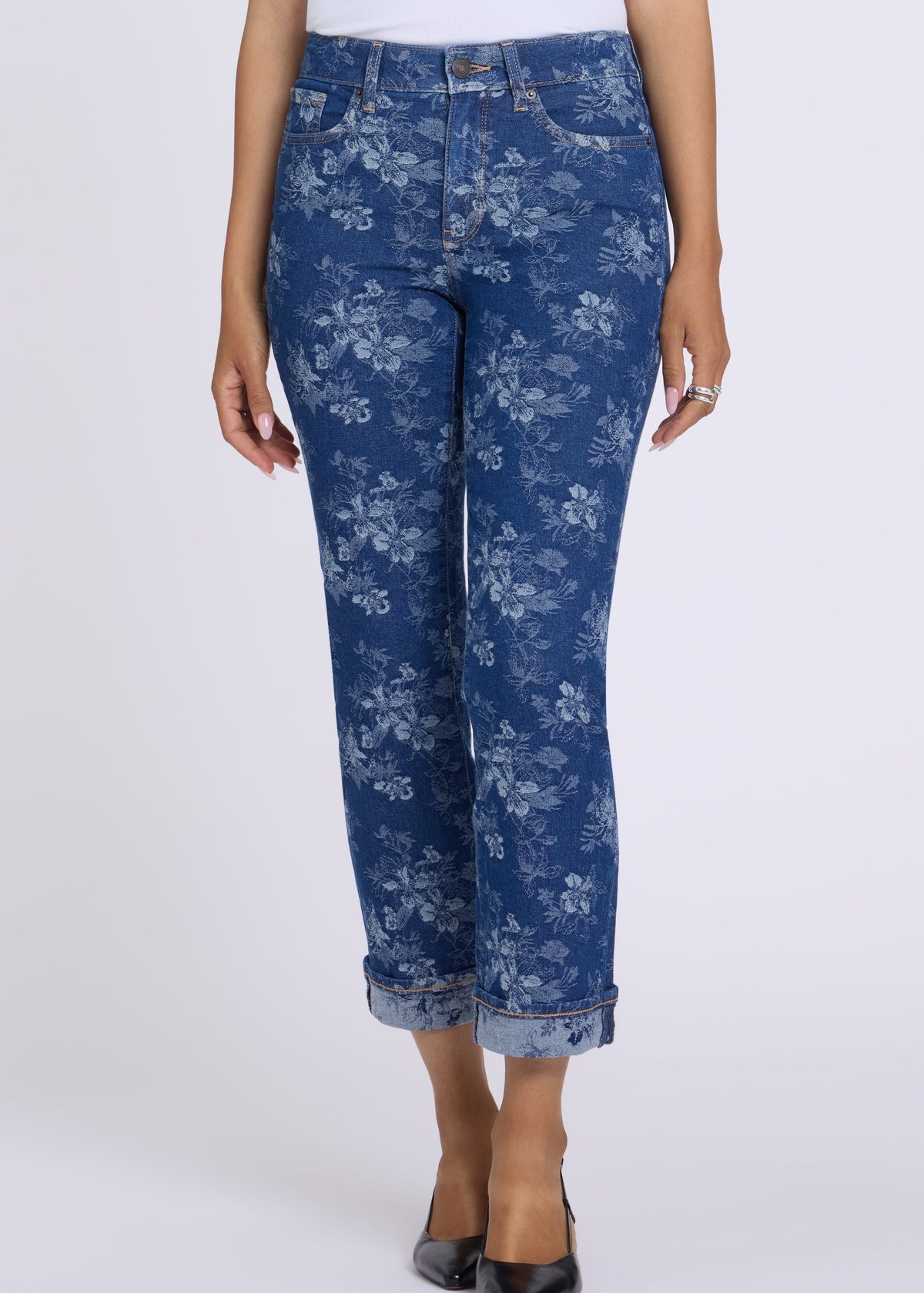NYDJ - Marilyn Ankle 2 Cuff Jean - Floral Jacquard Indigo