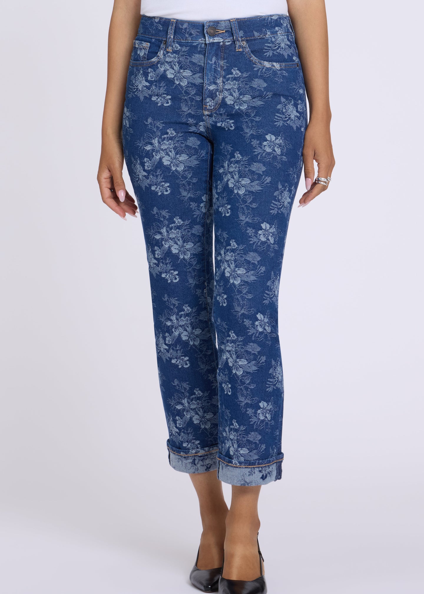 NYDJ - Marilyn Ankle 2 Cuff Jean - Floral Jacquard Indigo