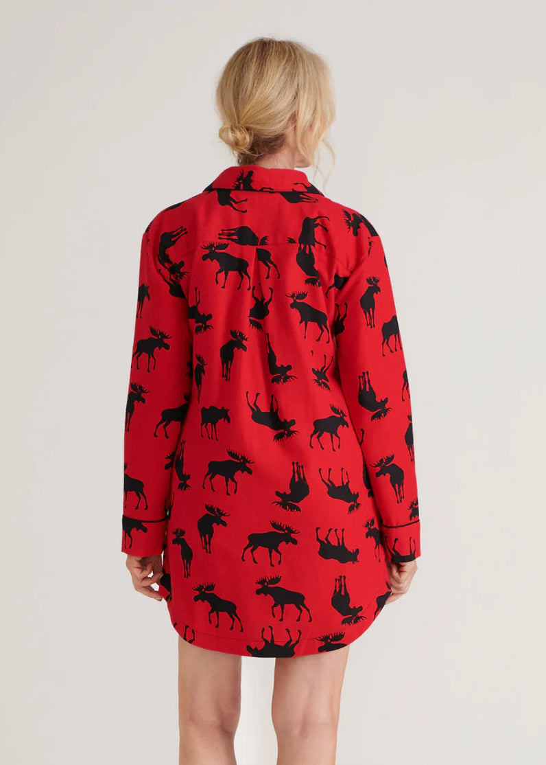 Little Blue House - Moose On Flannel Nightdress - SALE