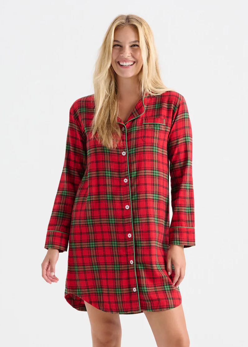 Little Blue House - Classic Holiday Plaid Flannel Nightdress - SALE