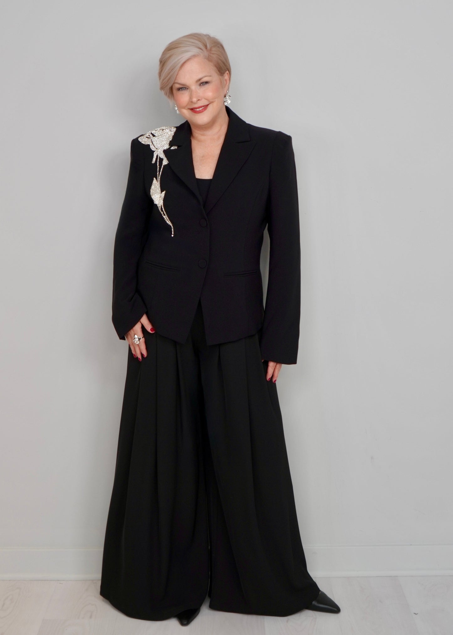 Joseph Ribkoff - Signature Lux Twill Fitted Blazer With Rhinestone Appliqué