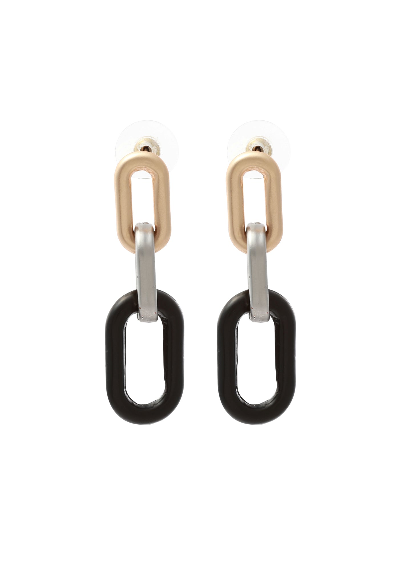 Merx - Tri-tone Link Dangle Earrings