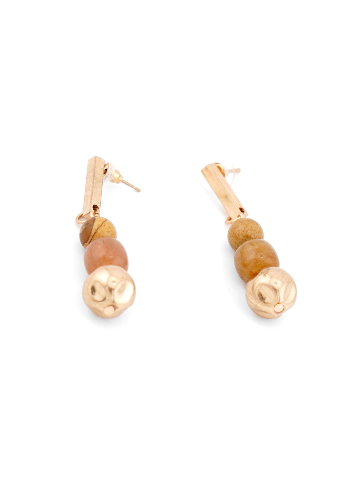 Merx - Matte Gold & Orange Stone Drop Earrings