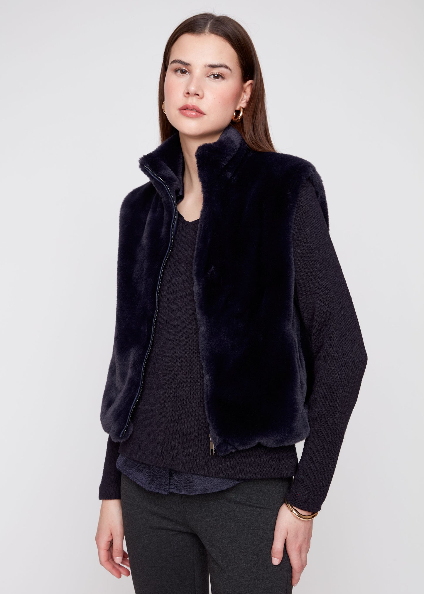 Renuar - Solid Faux Fur Vest