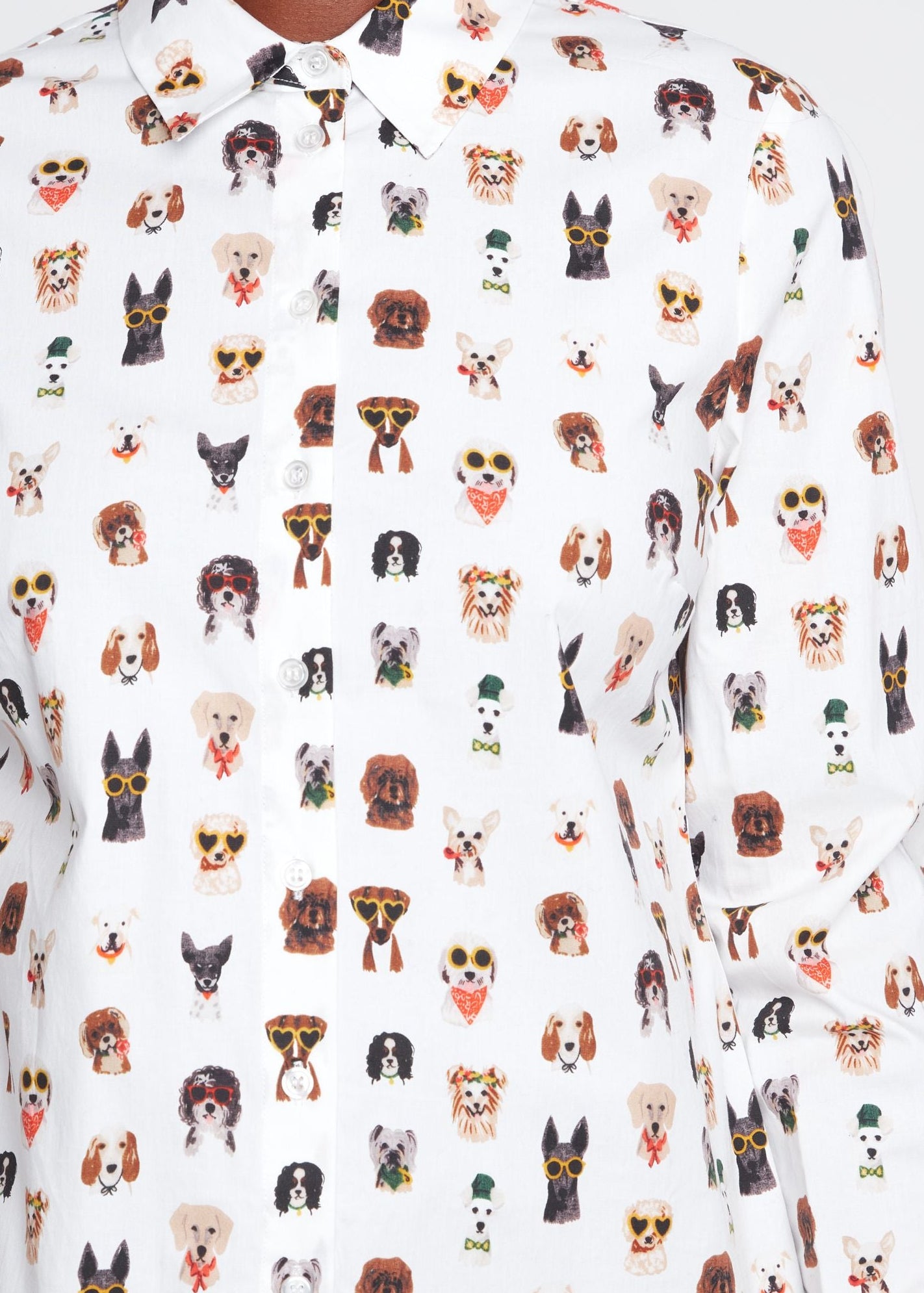 Renuar - Printed Crisp Poplin Dog Print Blouse