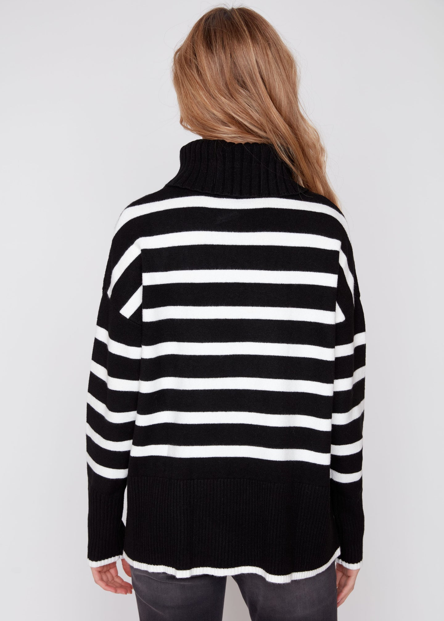 Renuar - Knitted Comfy Yarn Striped Turtleneck