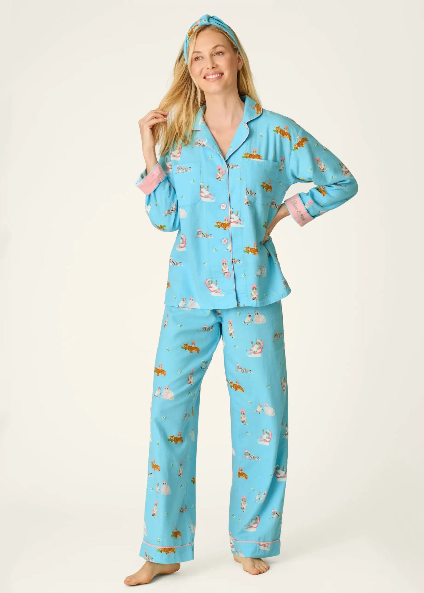 PJ Salvage - Pampered Cat 3-Piece Flannel PJ Set