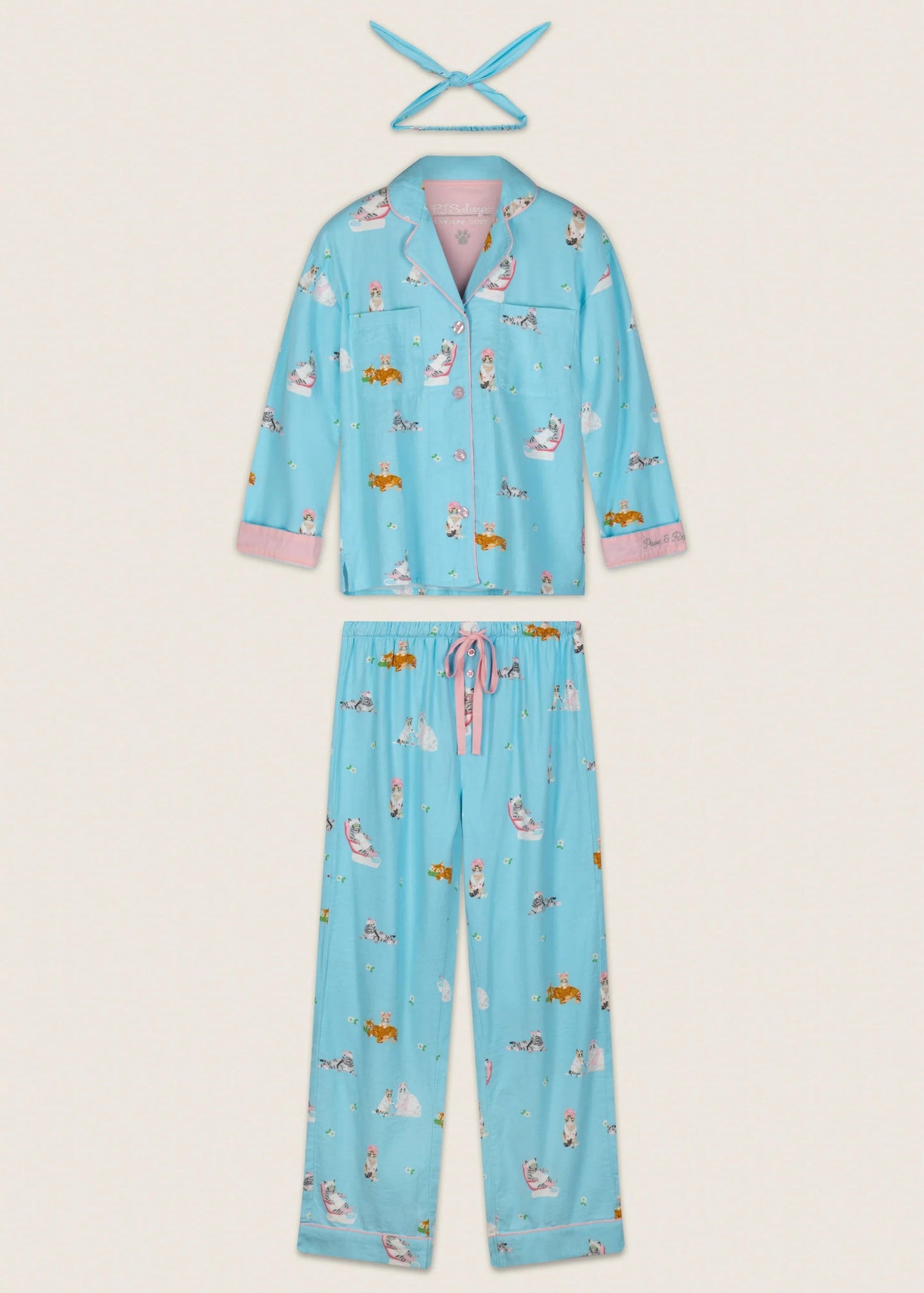 PJ Salvage - Pampered Cat 3-Piece Flannel PJ Set