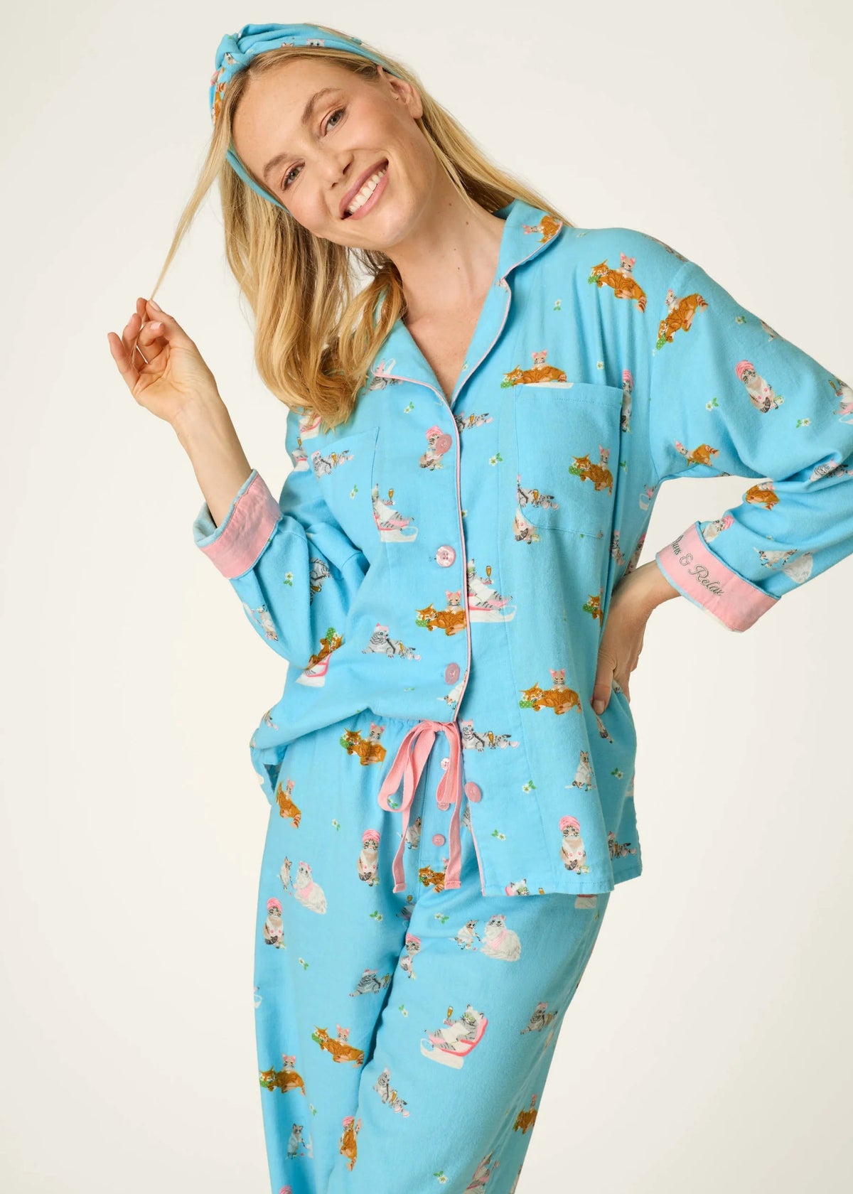 PJ Salvage - Pampered Cat 3-Piece Flannel PJ Set