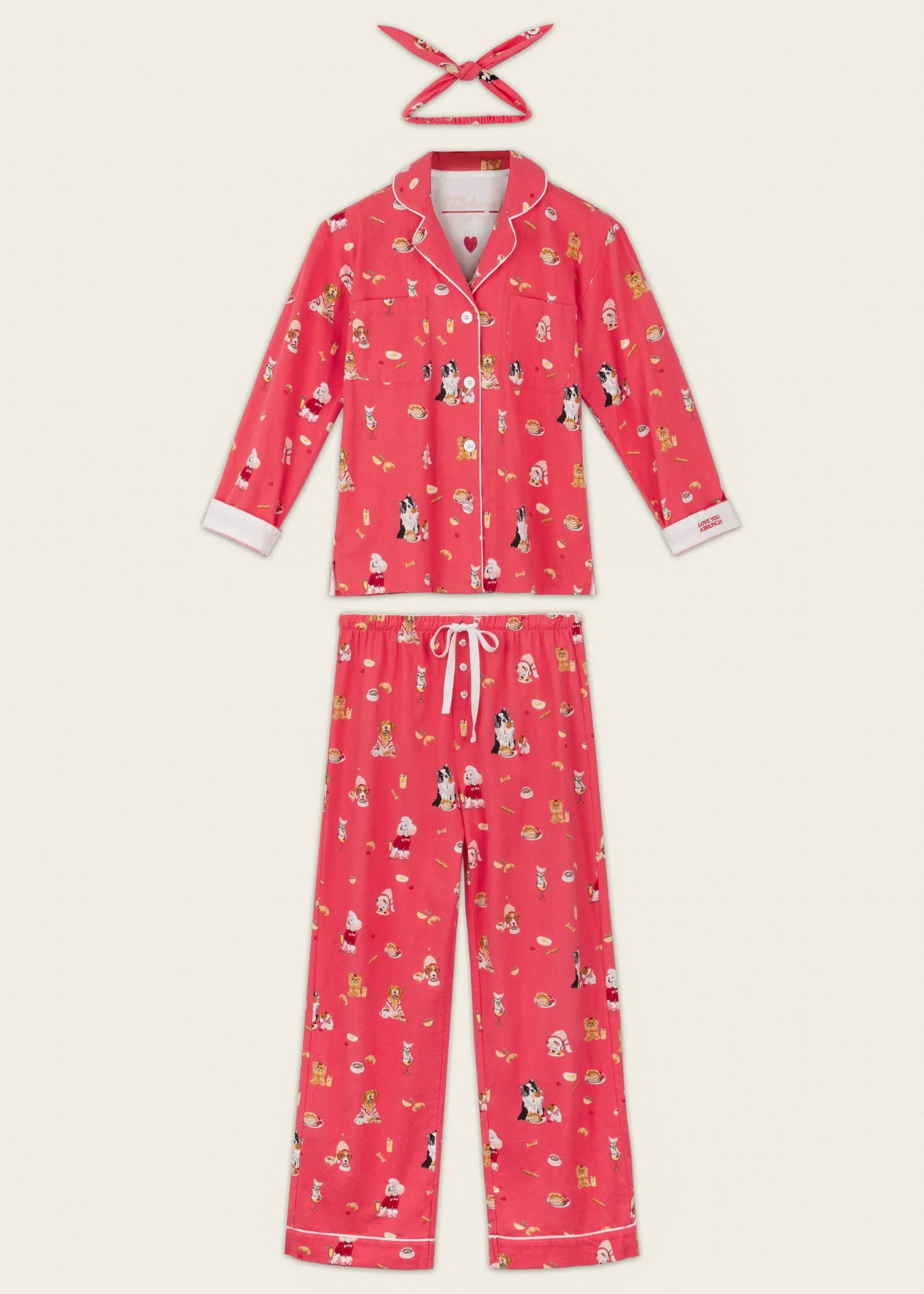 PJ Salvage - Dogs Who Brunch 3-Piece Long Sleeve Flannel PJ Set