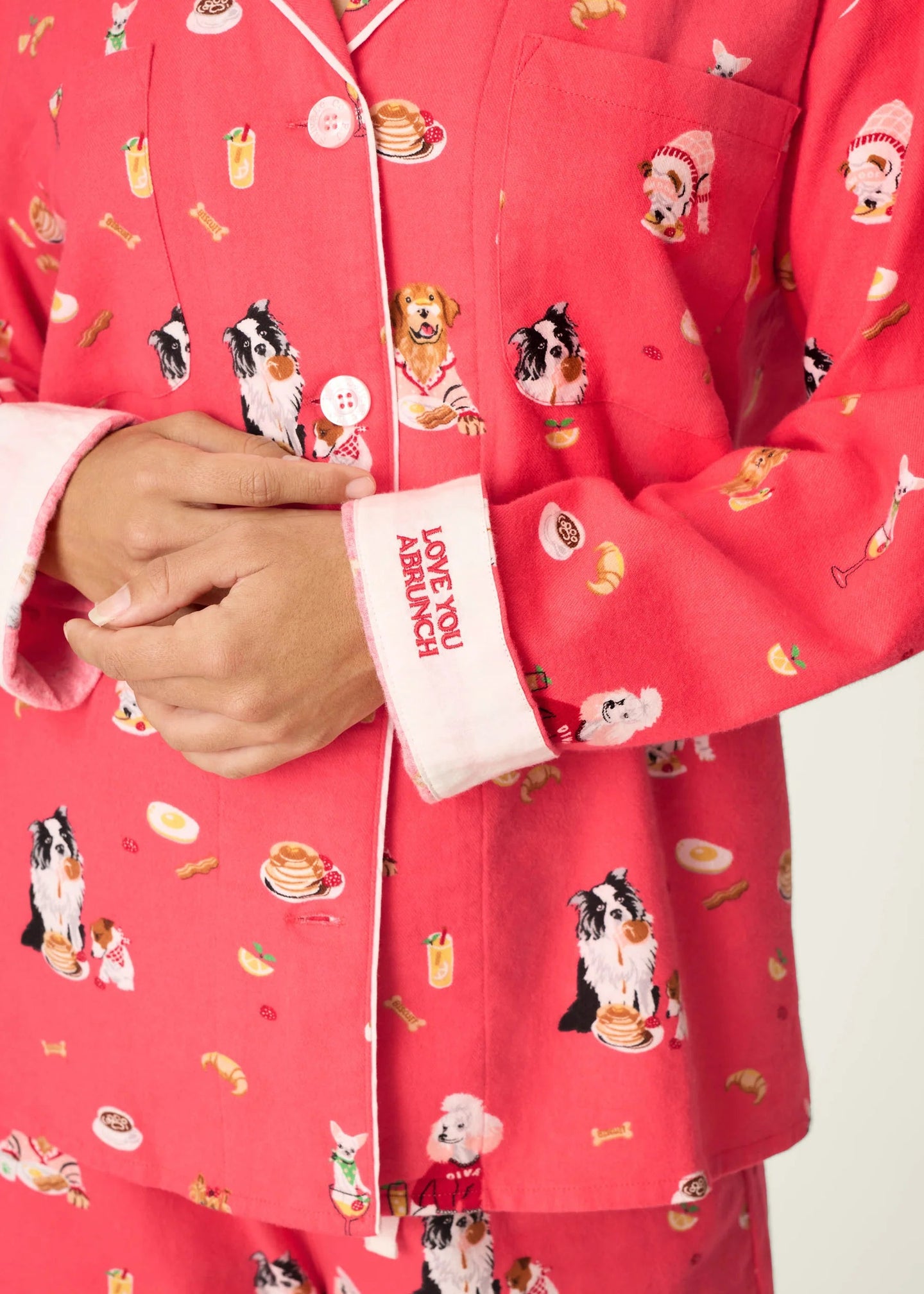 PJ Salvage - Dogs Who Brunch 3-Piece Long Sleeve Flannel PJ Set