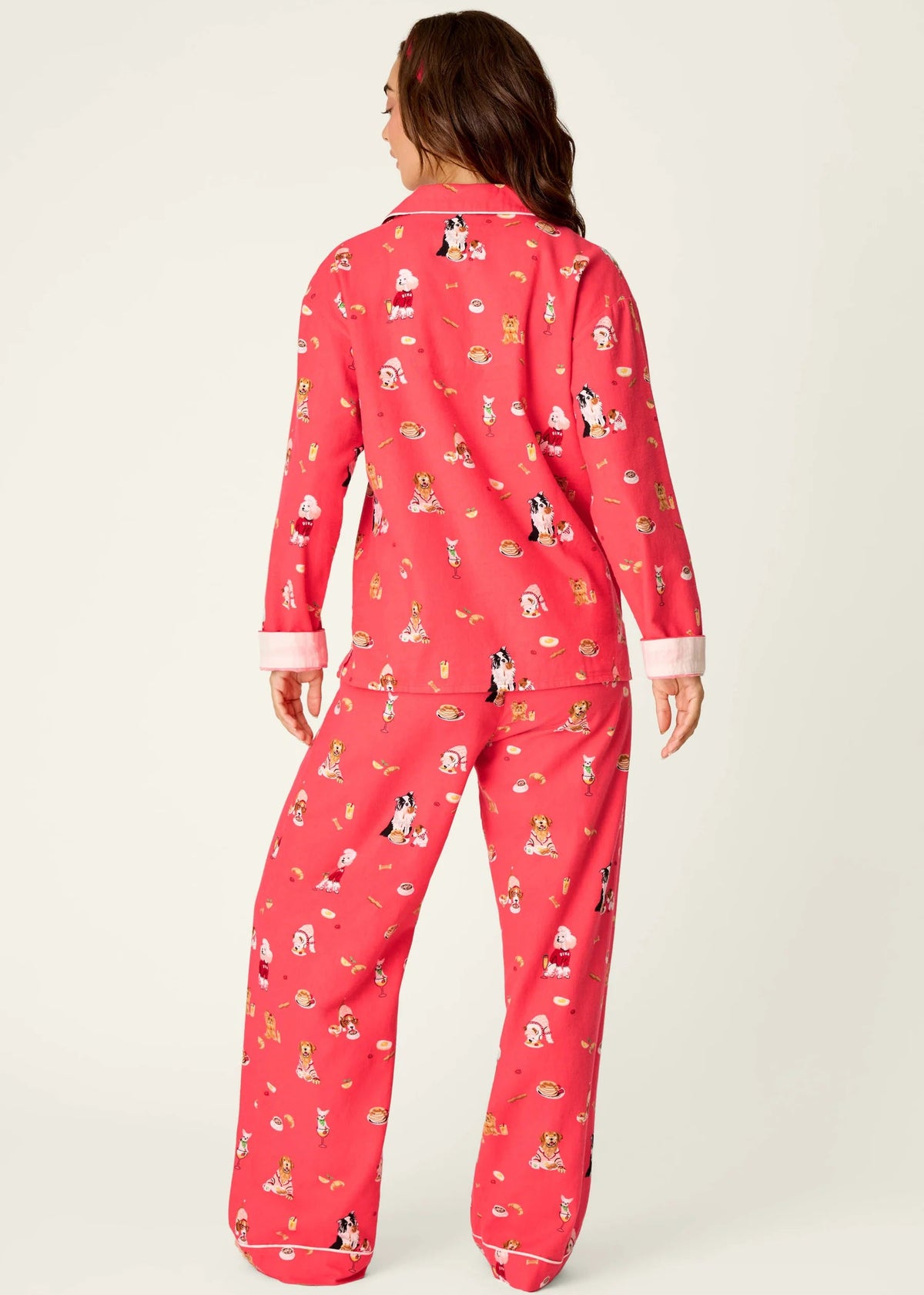 PJ Salvage - Dogs Who Brunch 3-Piece Long Sleeve Flannel PJ Set