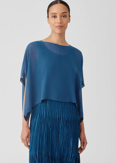 Eileen Fisher - Sheer Silk Cropped Georgette Poncho