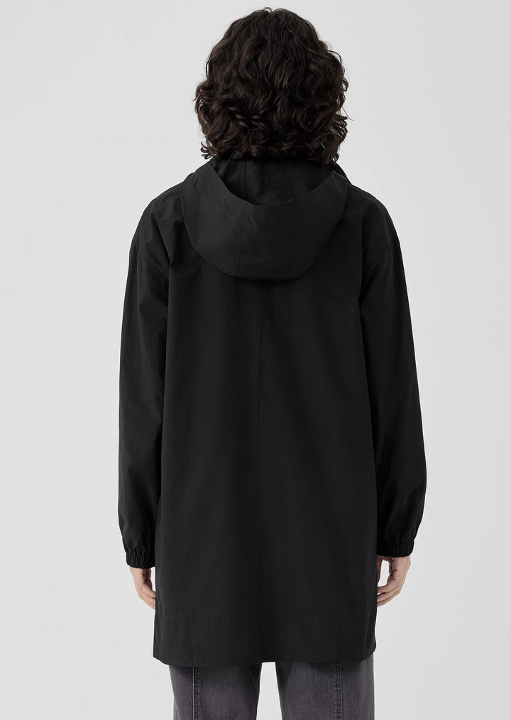 Eileen Fisher - Light Cotton Nylon Stand Collar Long Coat