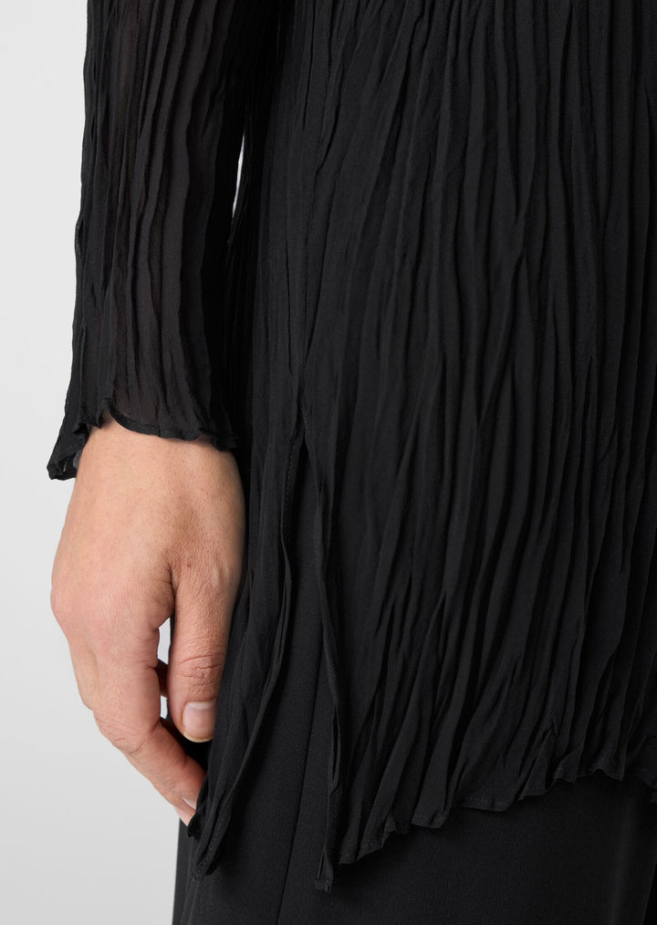 Eileen Fisher - Crinkled Sheer Silk Georgette Bateau Neck Top