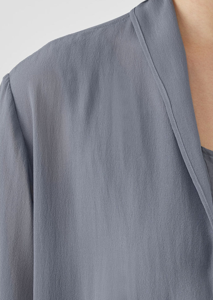 Eileen Fisher - Sheer Silk Georgette High Collar Jacket
