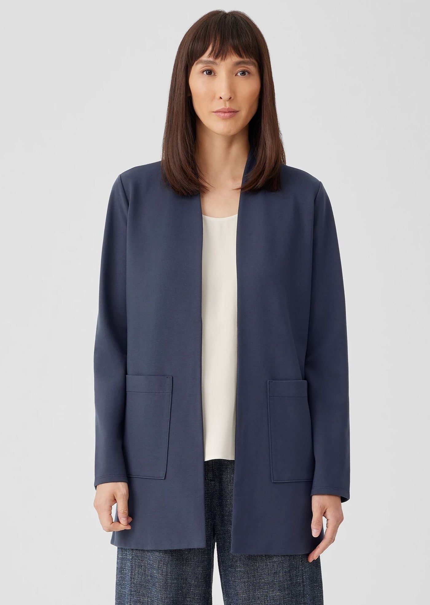 Eileen Fisher - High Collar Long Jacket