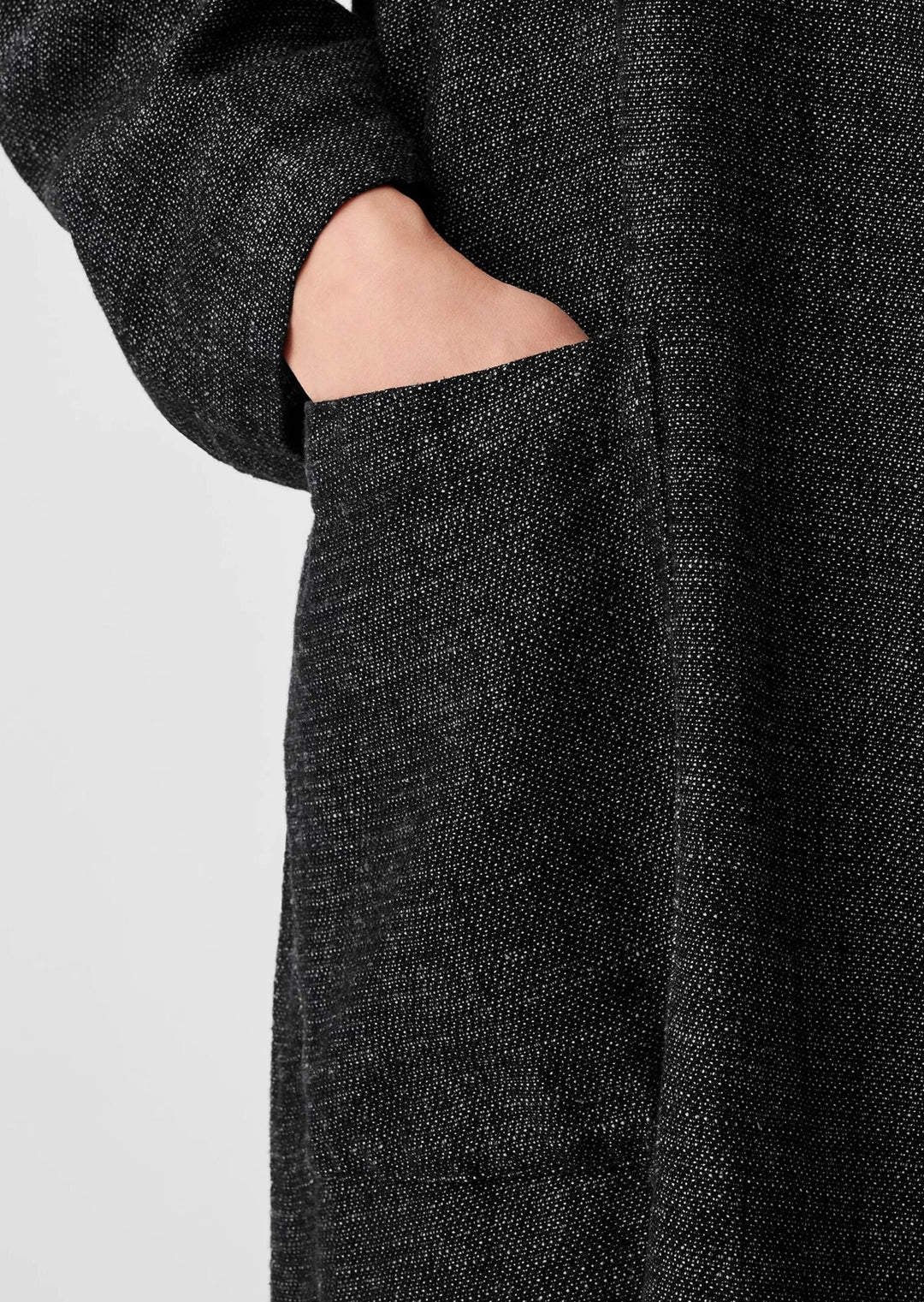 Eileen Fisher - Tweedy Hemp Cotton High Collar Coat
