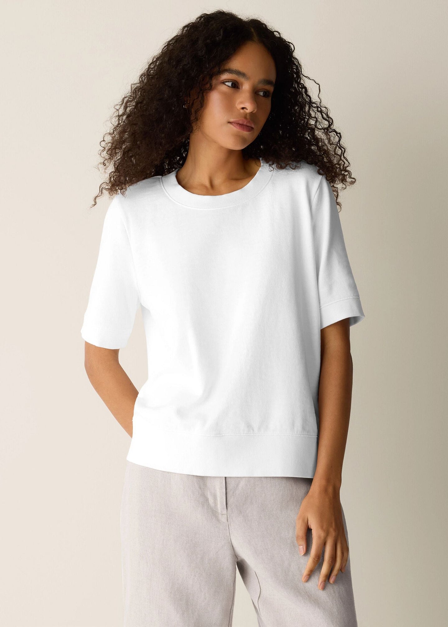 Eileen Fisher - Garment-Dyed Organic Cotton Terry Wedge Tee