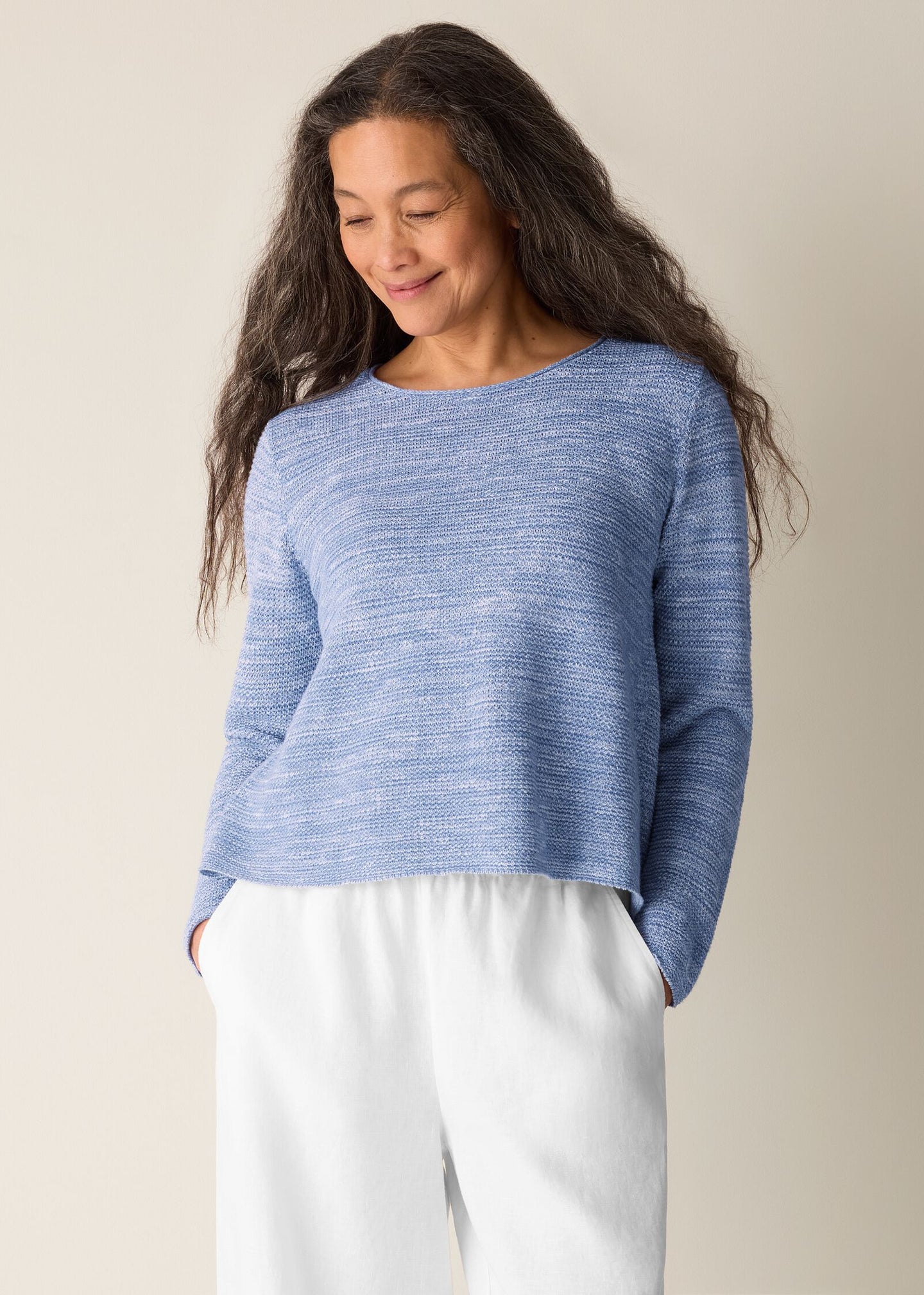 Eileen Fisher - Organic Linen Cotton Slub Crew Neck Top