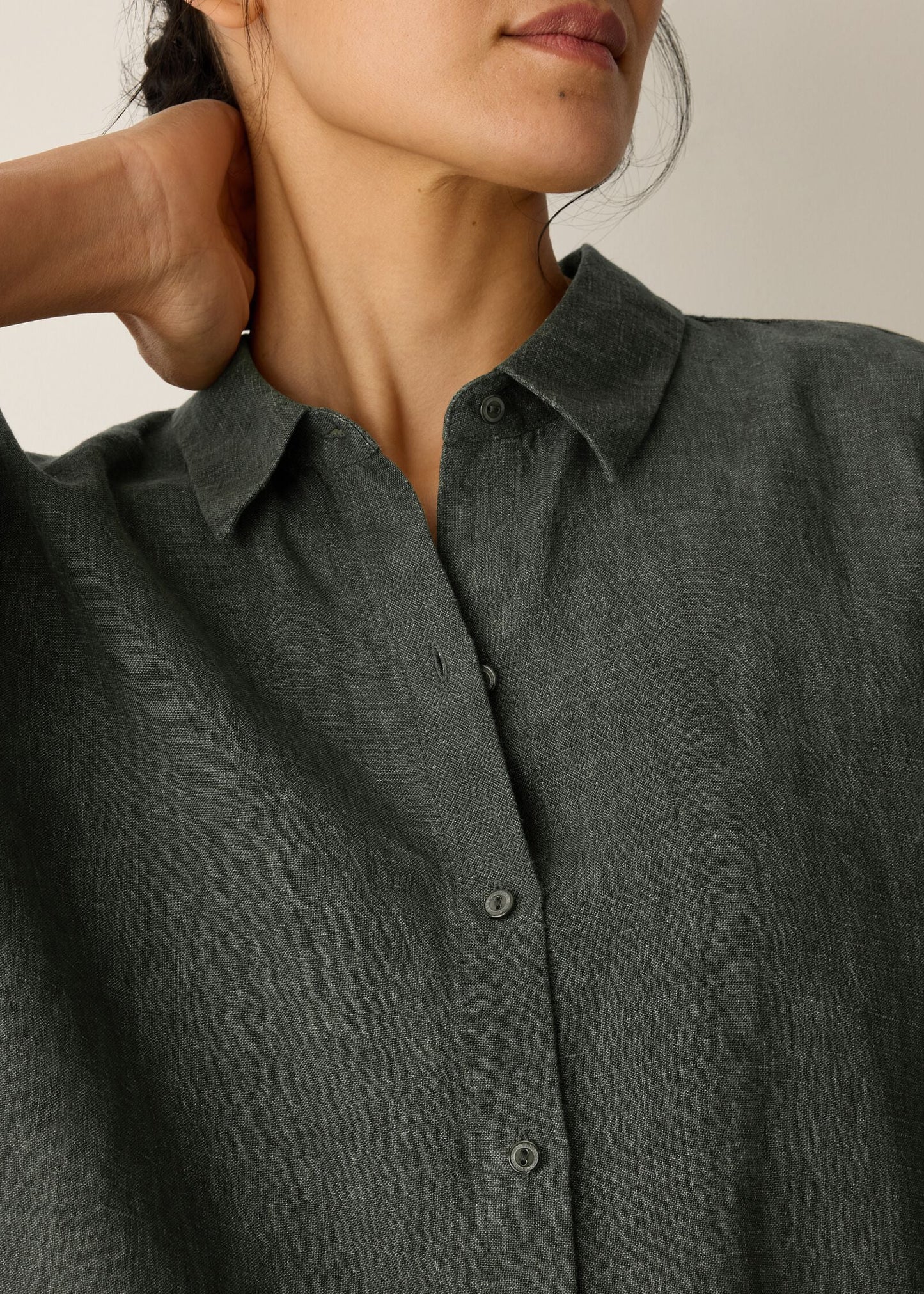 Eileen Fisher - Washed Organic Linen Délavé Elbow-Sleeve Top