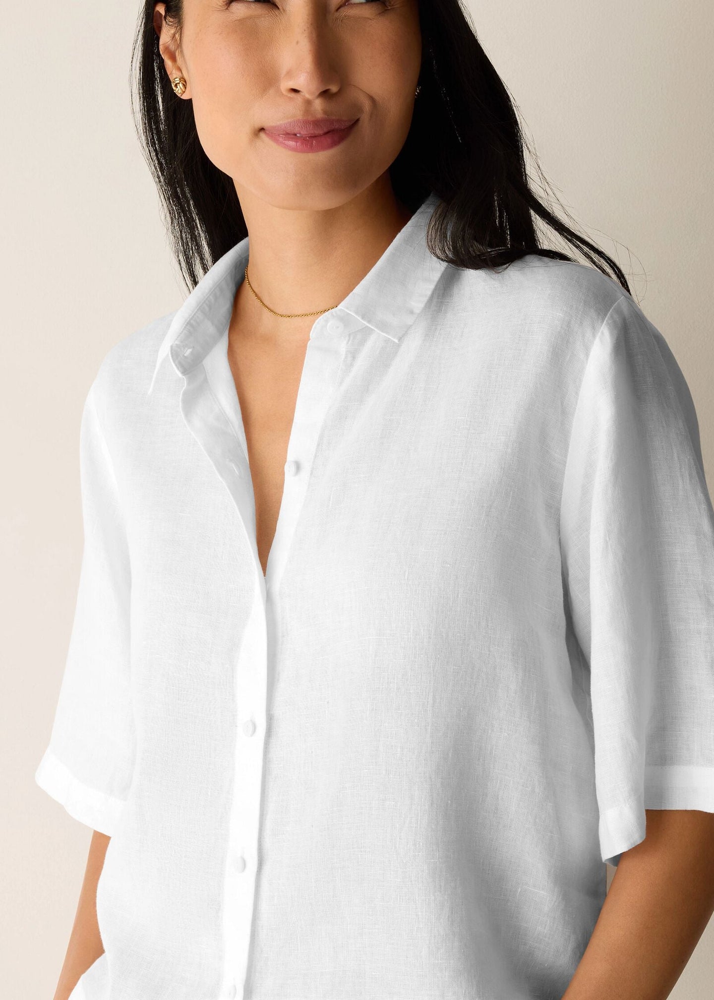 Eileen Fisher - Organic Handkerchief Linen Elbow-Sleeve Shirt