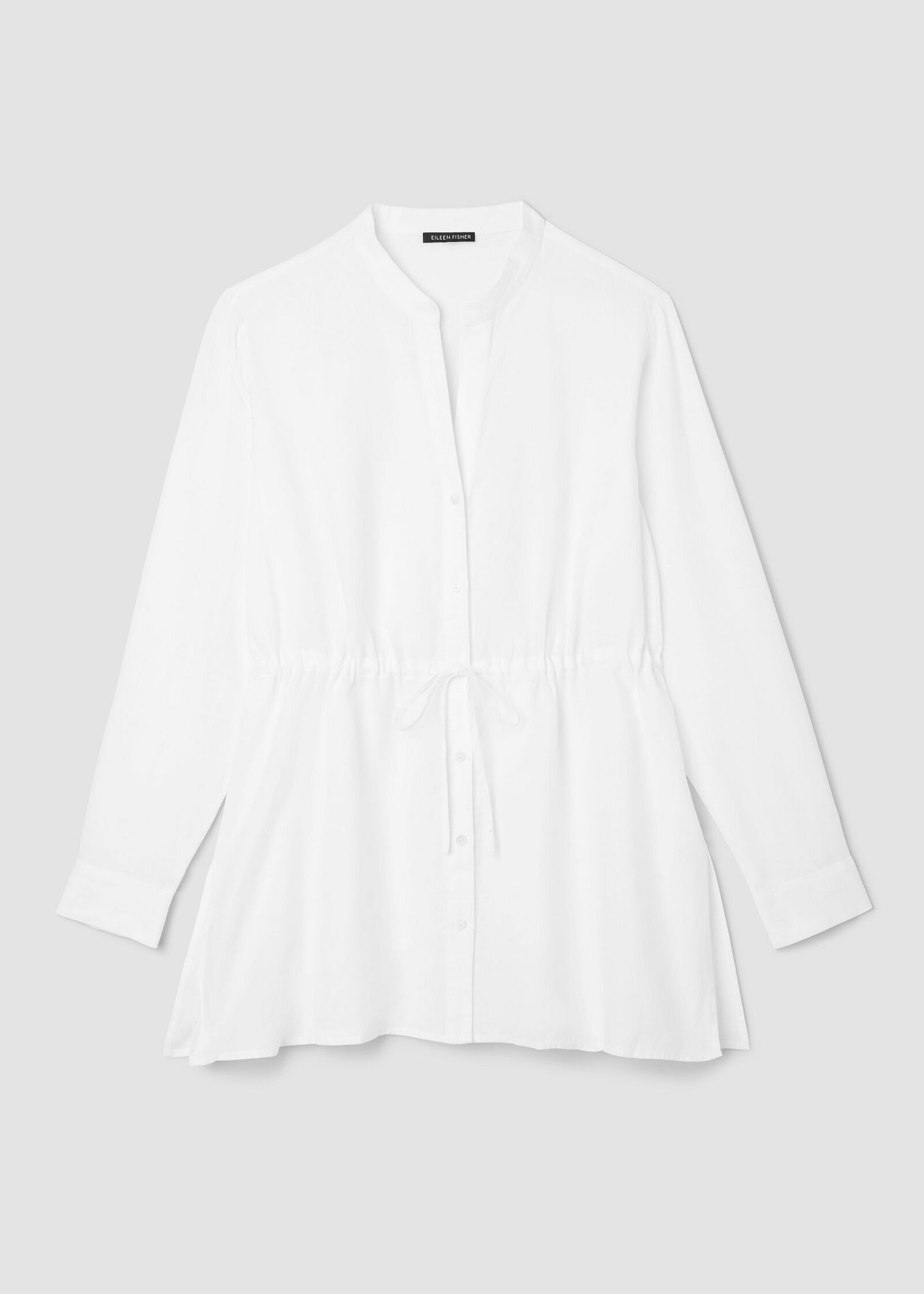 Eileen Fisher - Organic Handkerchief Linen Band Collar Drawstring Shirt