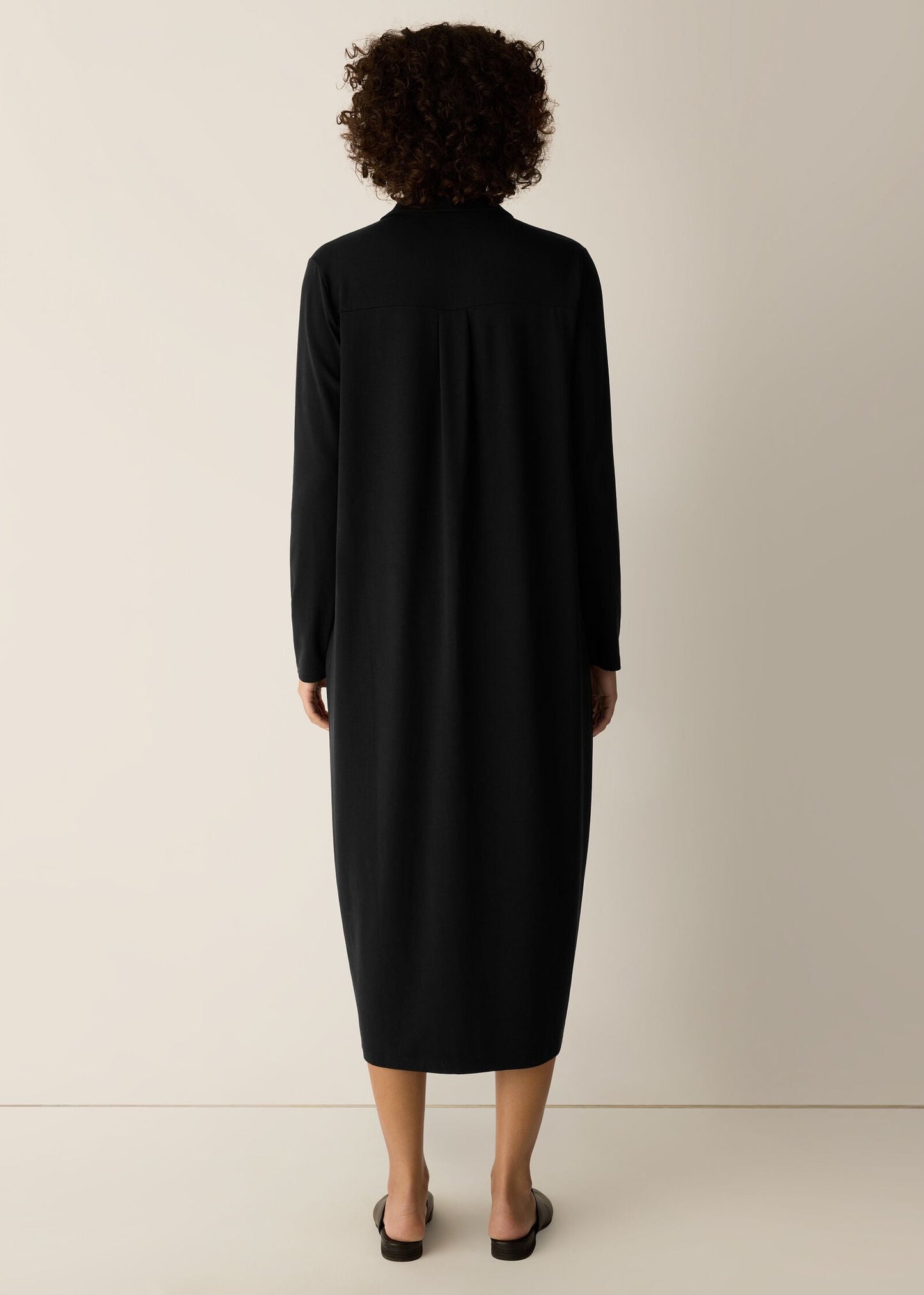 Eileen Fisher - Stretch Jersey Knit Classic Collar Oval Dress