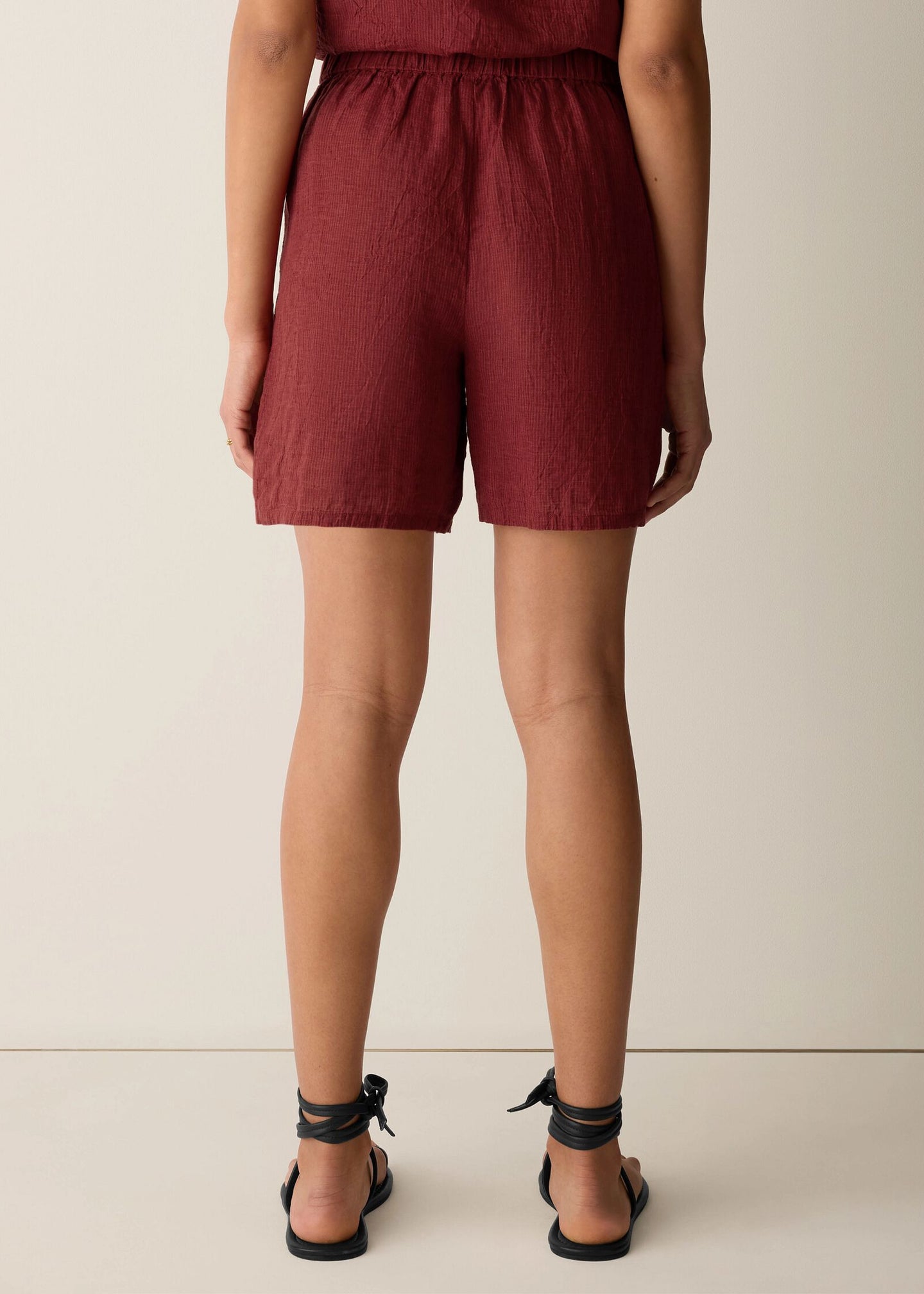 Eileen Fisher - Puckered Organic Linen Stripe Shorts