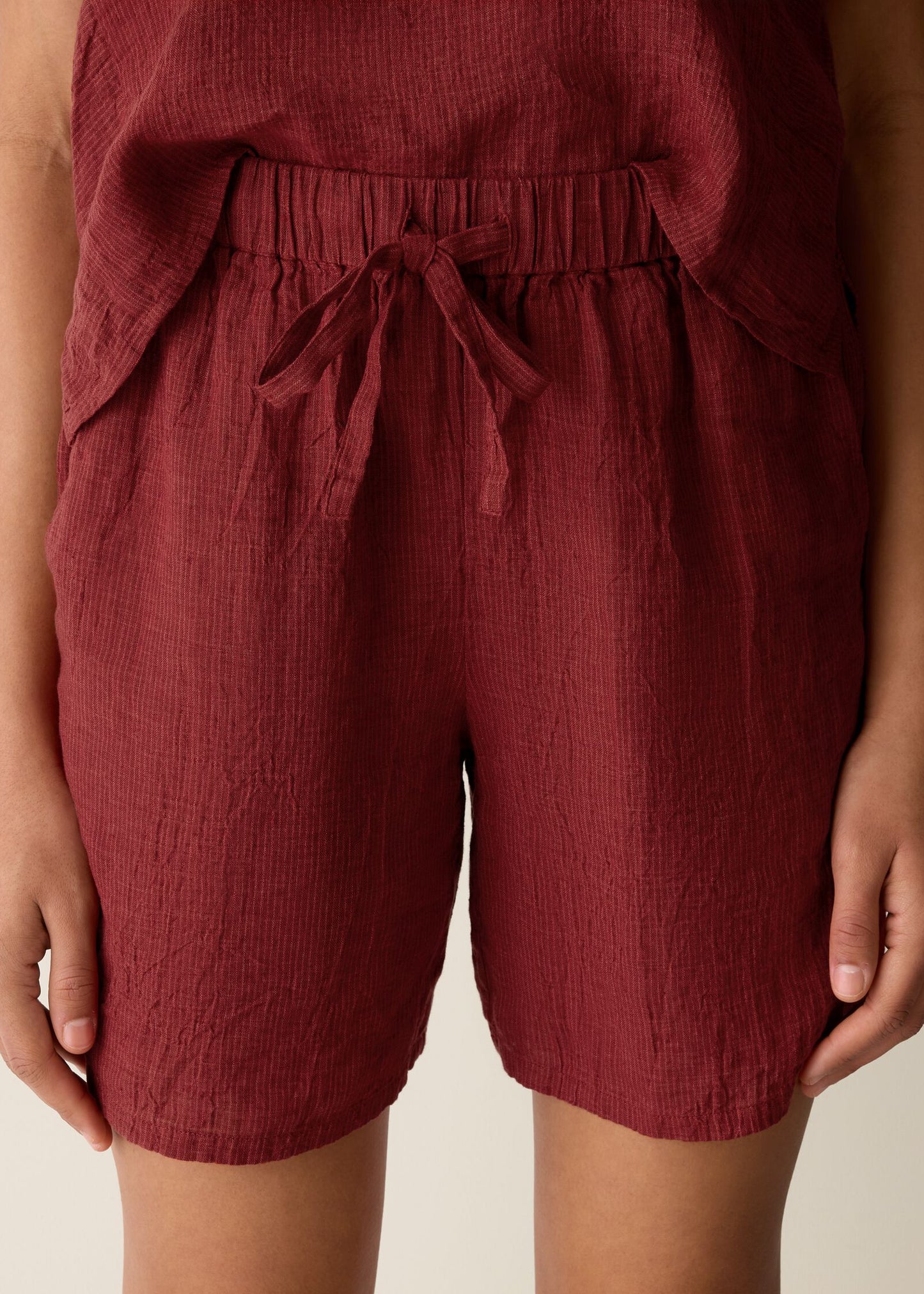 Eileen Fisher - Puckered Organic Linen Stripe Shorts