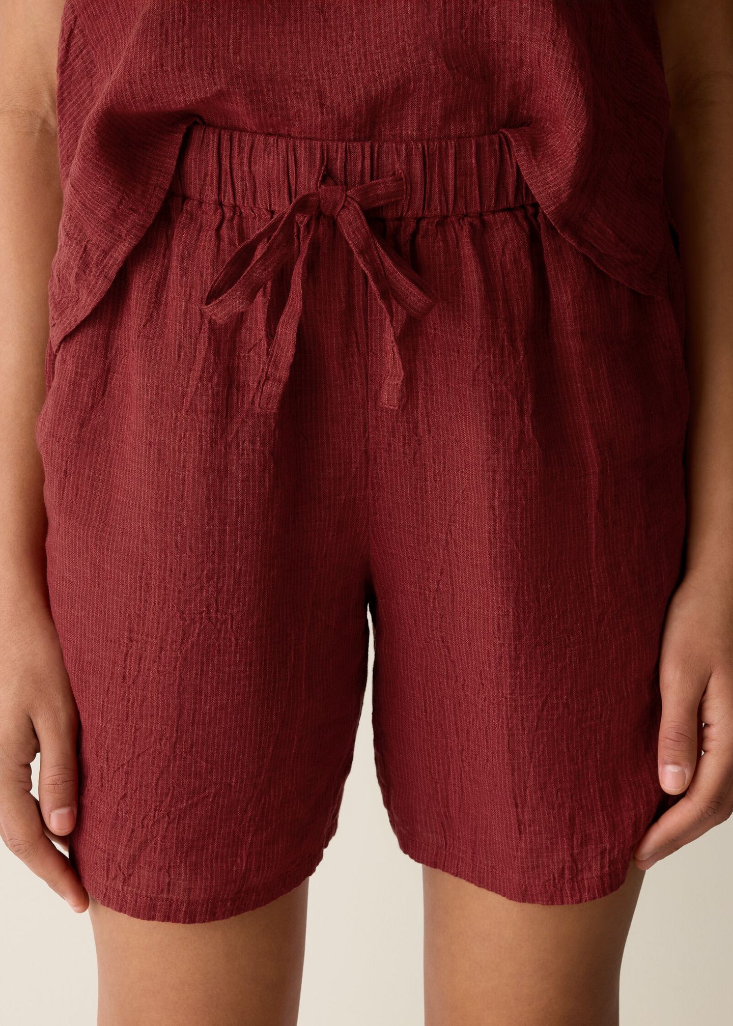 Eileen Fisher - Puckered Organic Linen Stripe Shorts