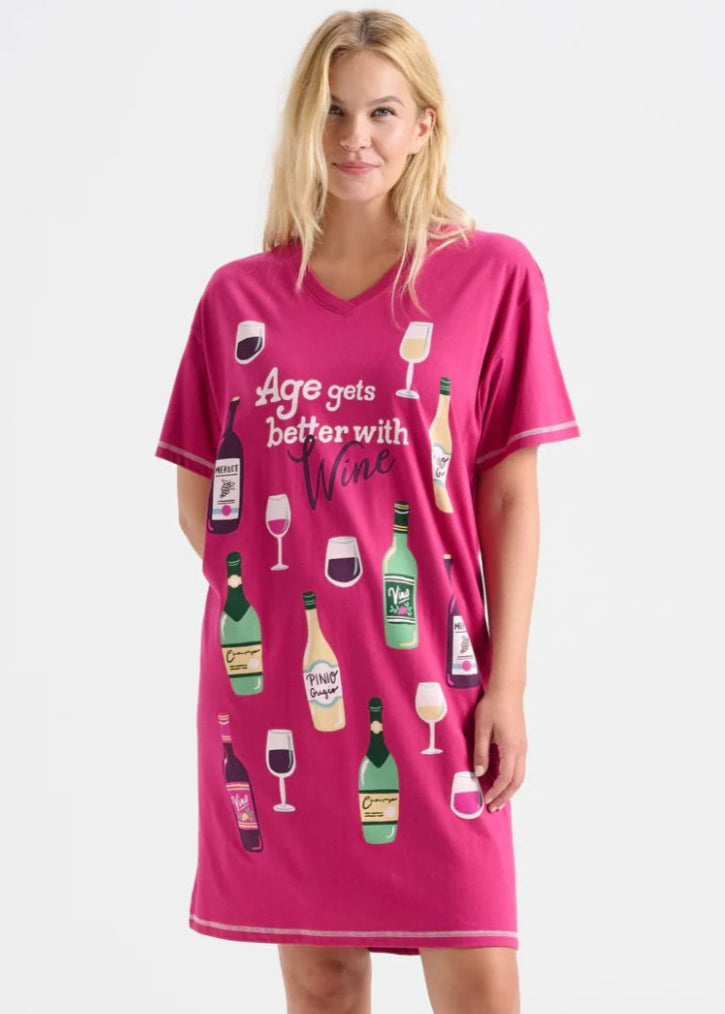 Little Blue House - Age Gets Better with Wine Women's Sleepshirt