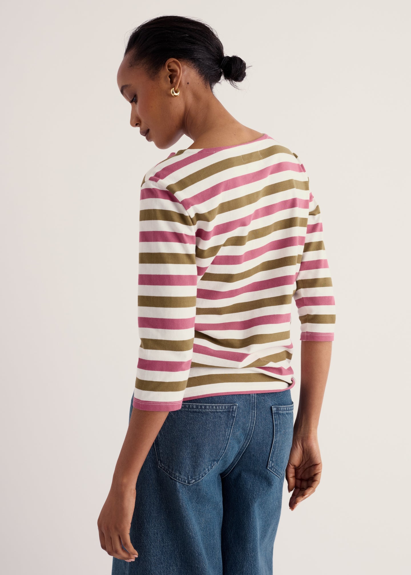 Seasalt - Sailor 3/4 Sleeve Thick Multi Stripe Top