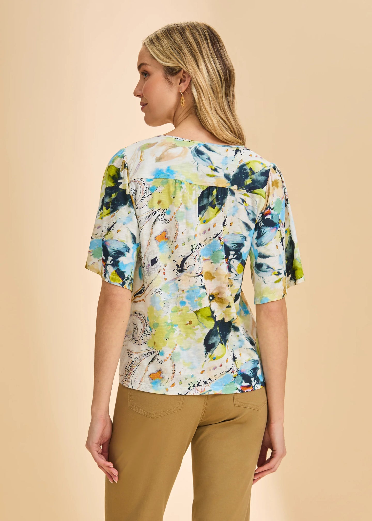 French Dressing Jeans - Short Sleeve V Neck Paisley Top - SALE - ONLINE EXCLUSIVE