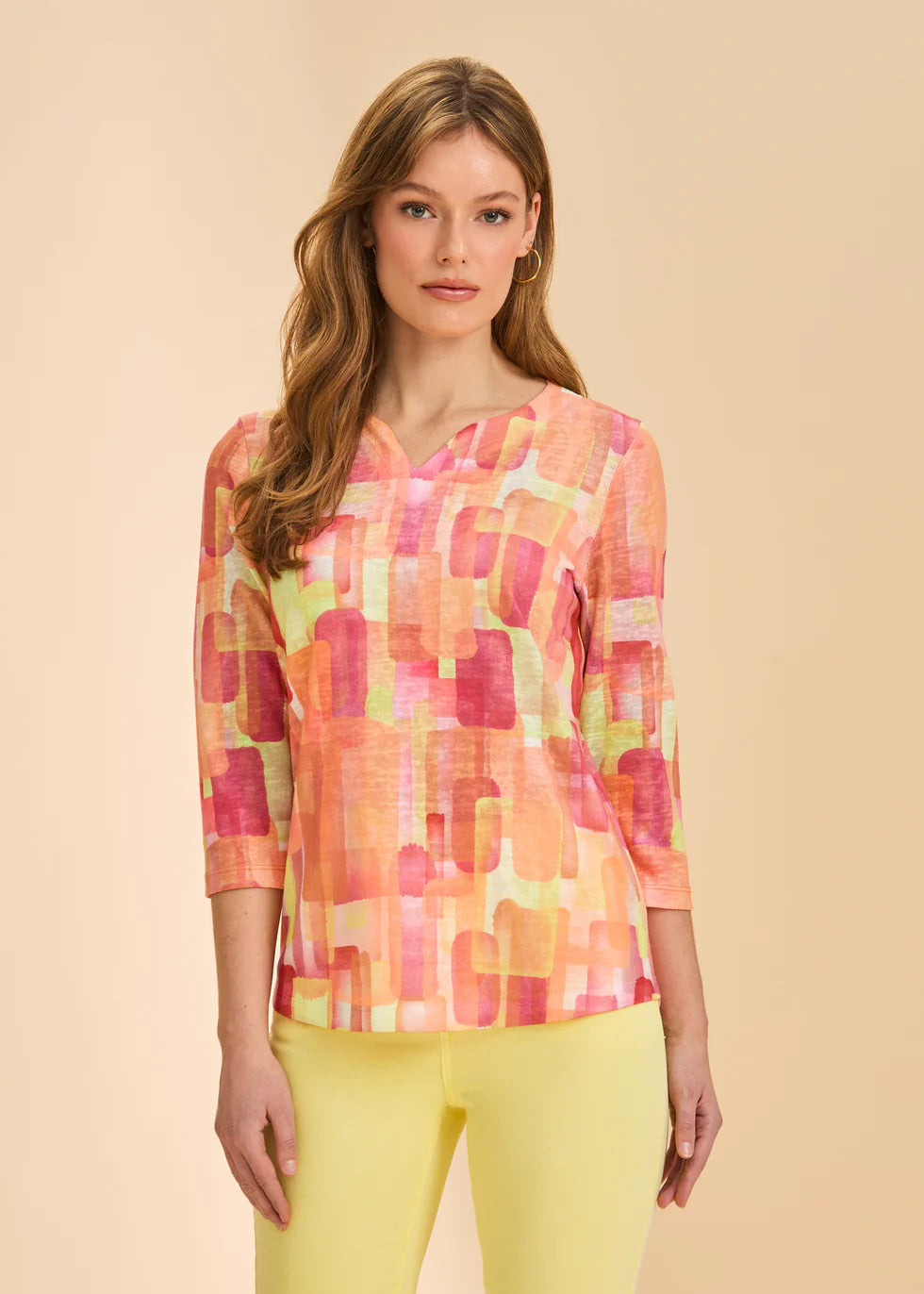 French Dressing Jeans - 3/4 Sleeve Notch Neck Rockefeller Top - SALE - ONLINE EXCLUSIVE