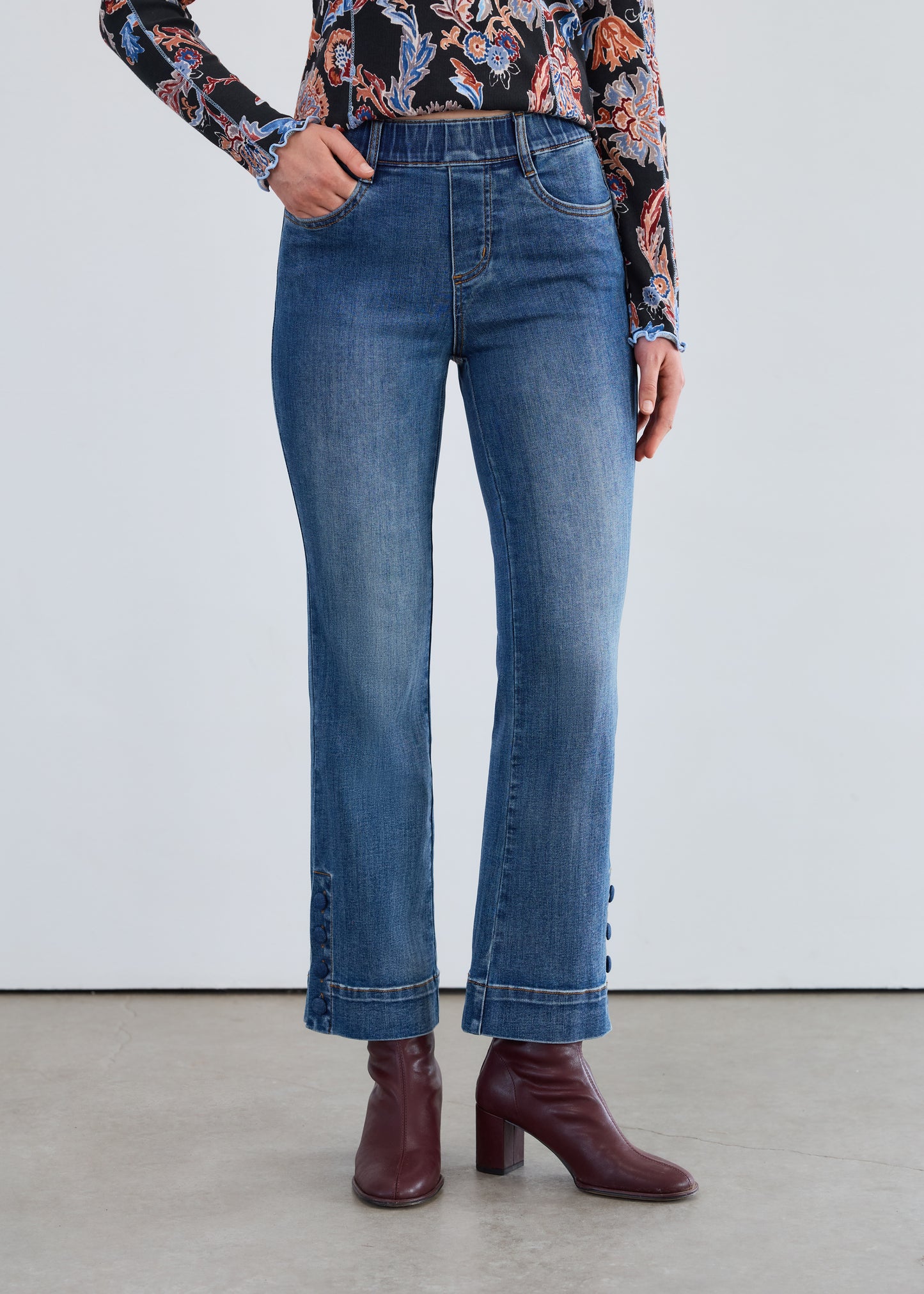 French Dressing Jeans - Pull-On Boot Ankle Jean with Button Hem - SALE