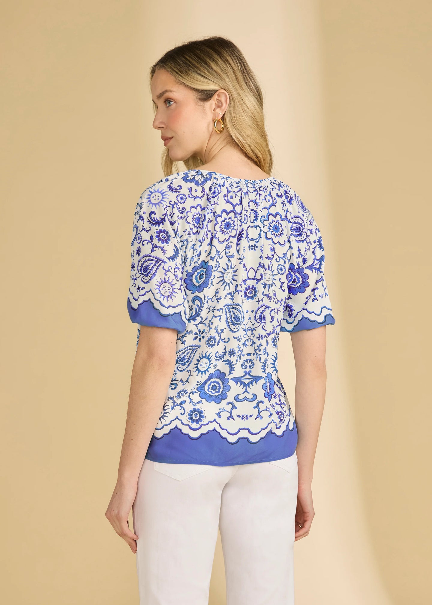 French Dressing Jeans - Elbow Sleeve Printed Sundial Shirt - SALE - ONLINE EXCLUSIVE