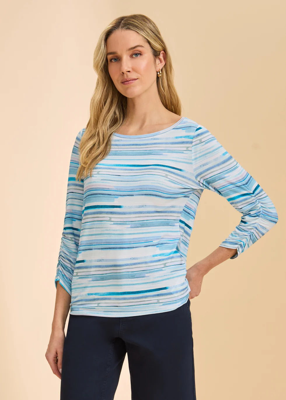 French Dressing Jeans - 3/4 Sleeve Boat Neck Striped Top - SALE - ONLINE EXCLUSIVE