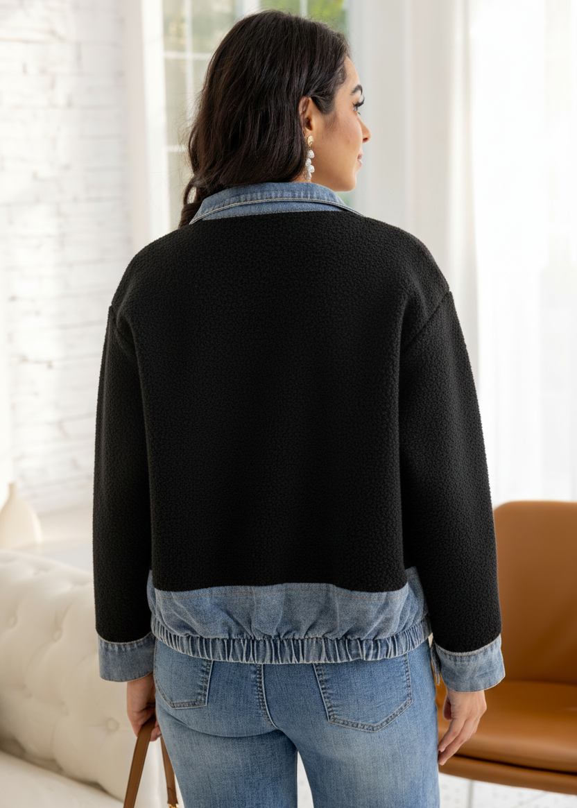 Orange - Knit Bomber Jacket