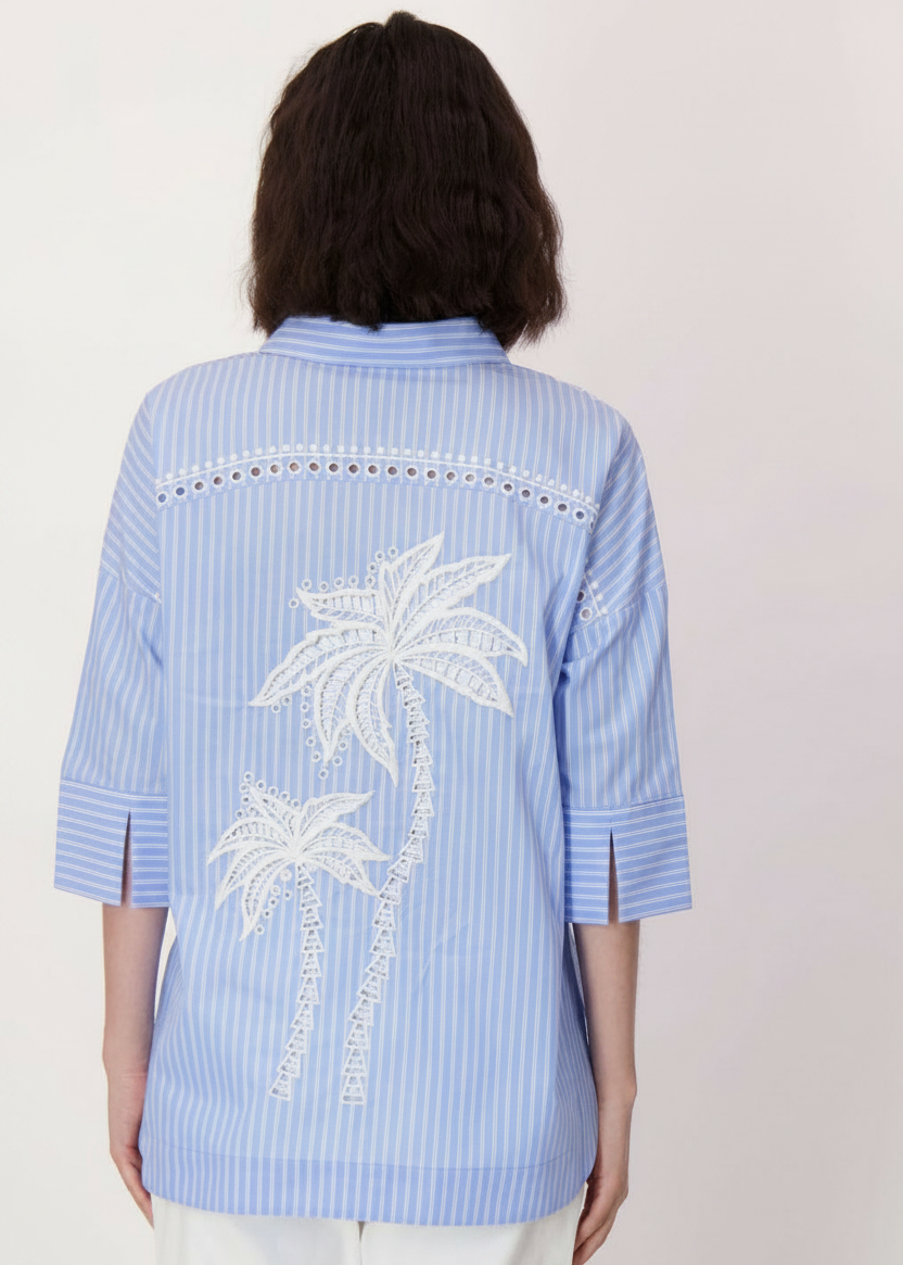 Spanner - Palm Embroidered Cotton Shirt - SALE