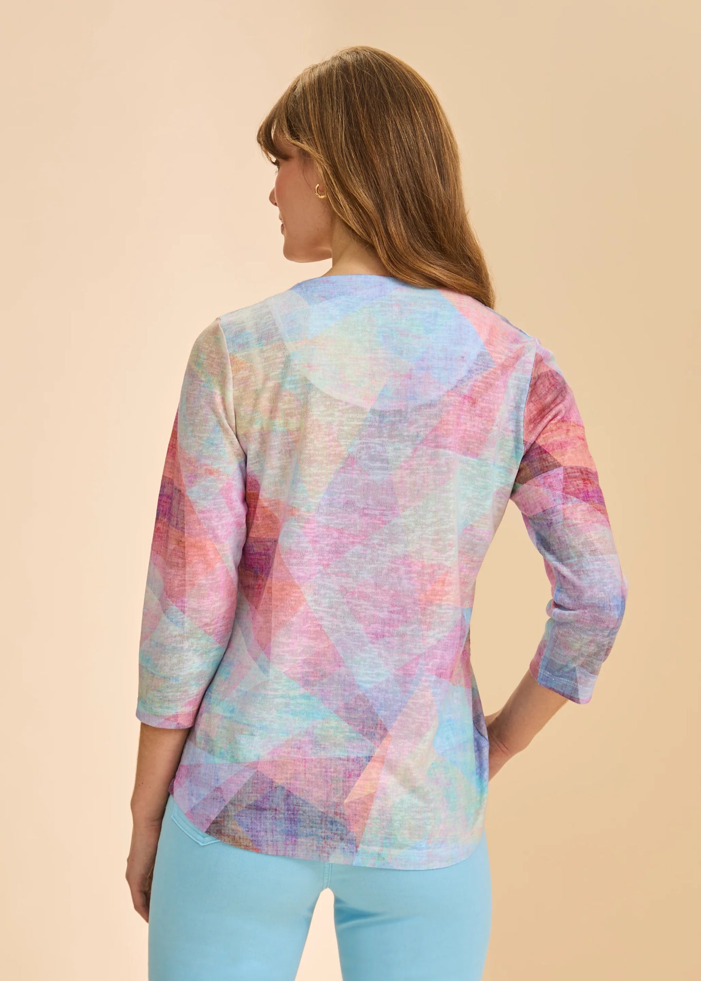 French Dressing Jeans - 3/4 Sleeve Notch Neck Prism Top - SALE - ONLINE EXCLUSIVE