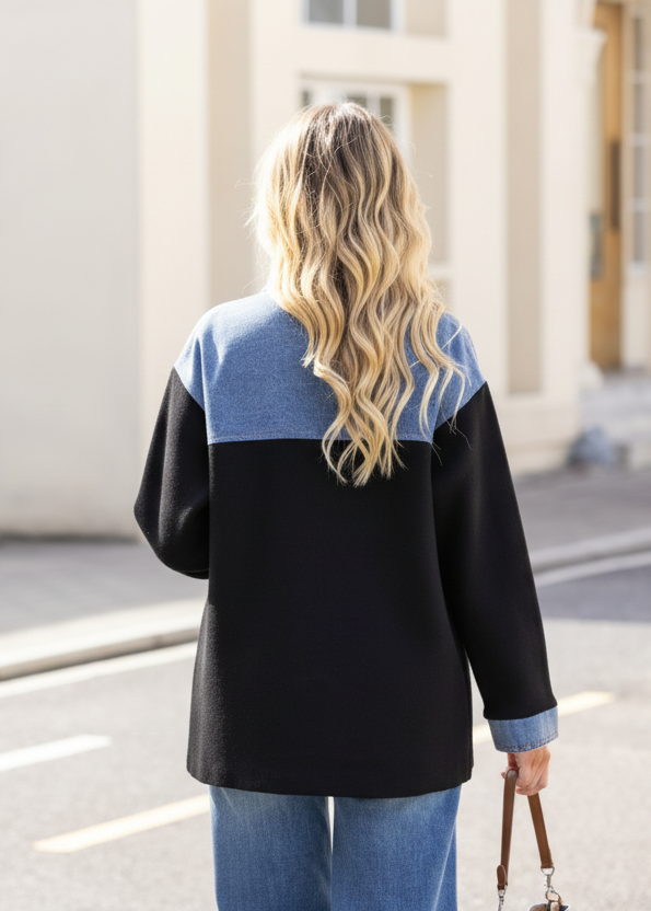 Orange - Contrast Knit Jacket