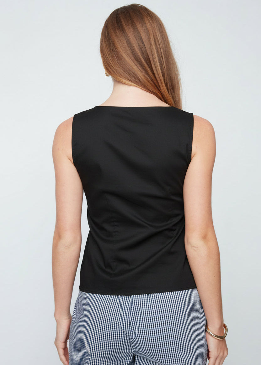 Renuar - Tie-Waist Solid Sleeveless Top