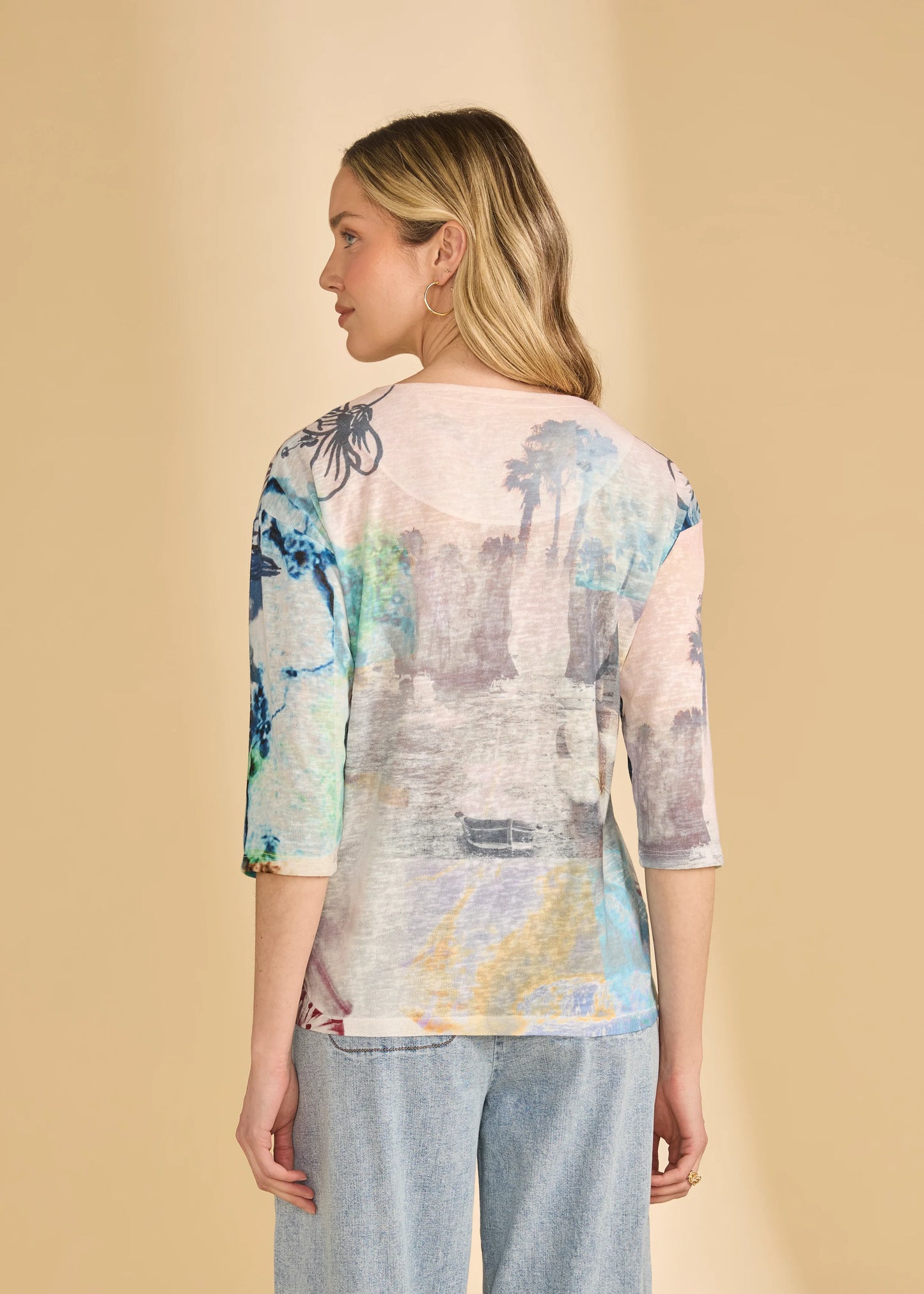French Dressing Jeans - Drop Shoulder Notch Neck Collage Top - SALE - ONLINE EXCLUSIVE