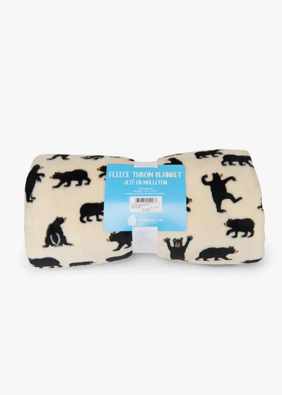 Little Blue House - Black Bears Fleece Blanket