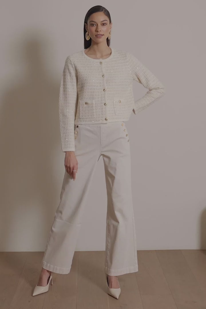 Joseph Ribkoff - Sequined Knit Cardigan with Gold Buttons