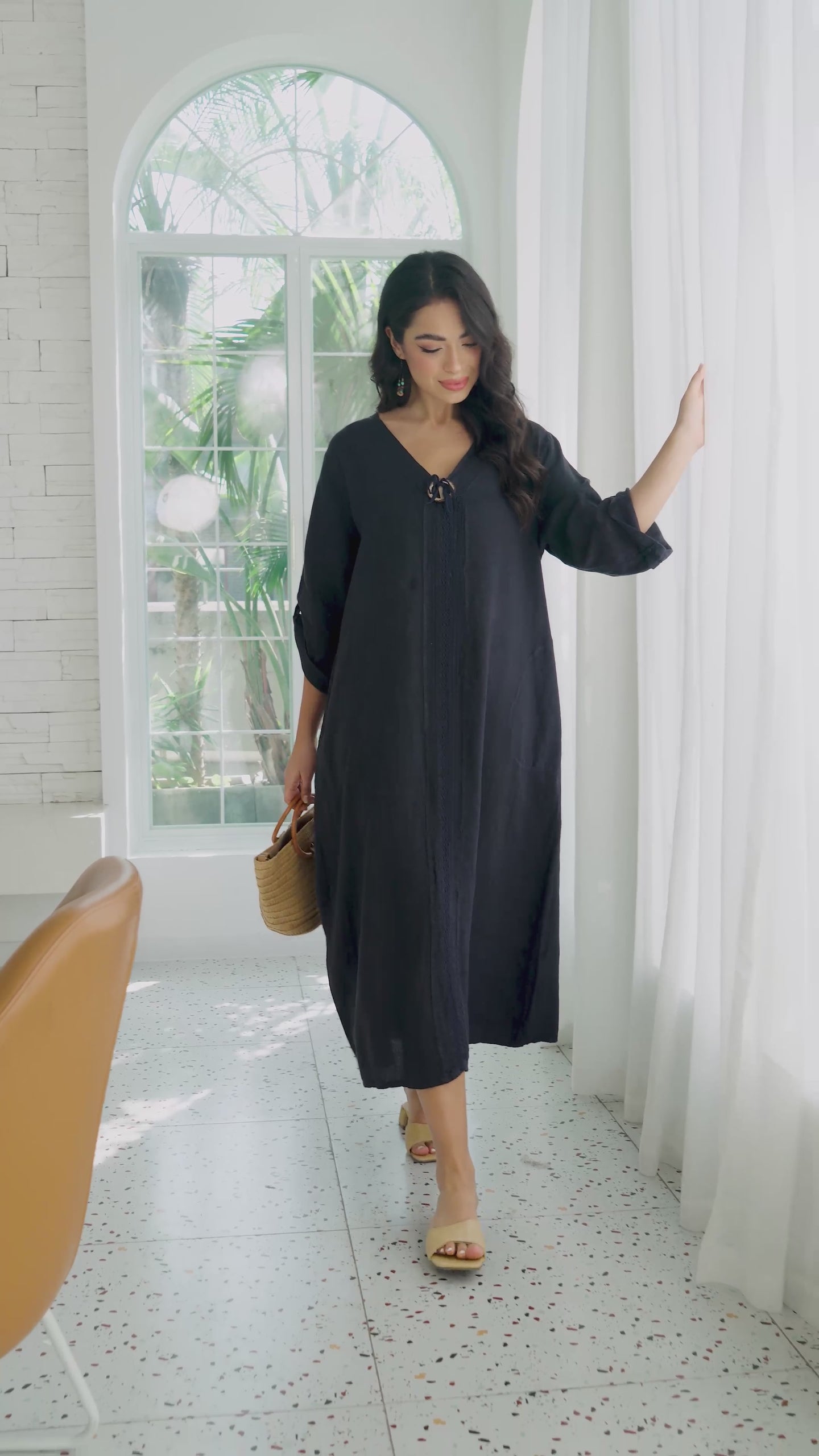 Orange - Daphne's Stitched Coconut Button Dress