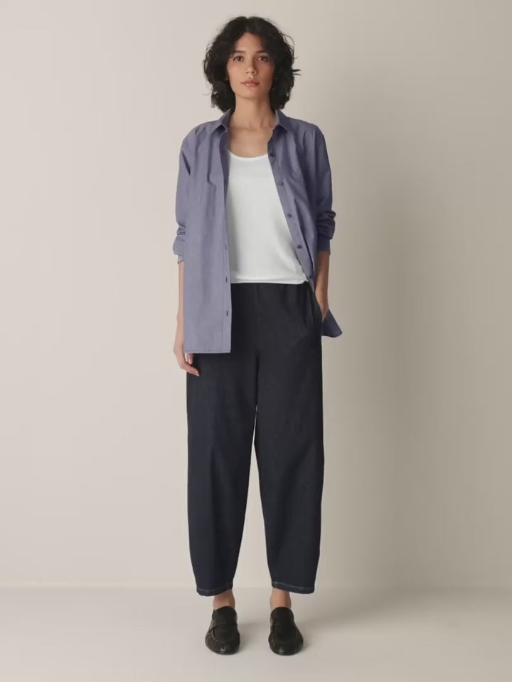 Eileen Fisher - Cotton Indigo Knit Denim Lantern Pant