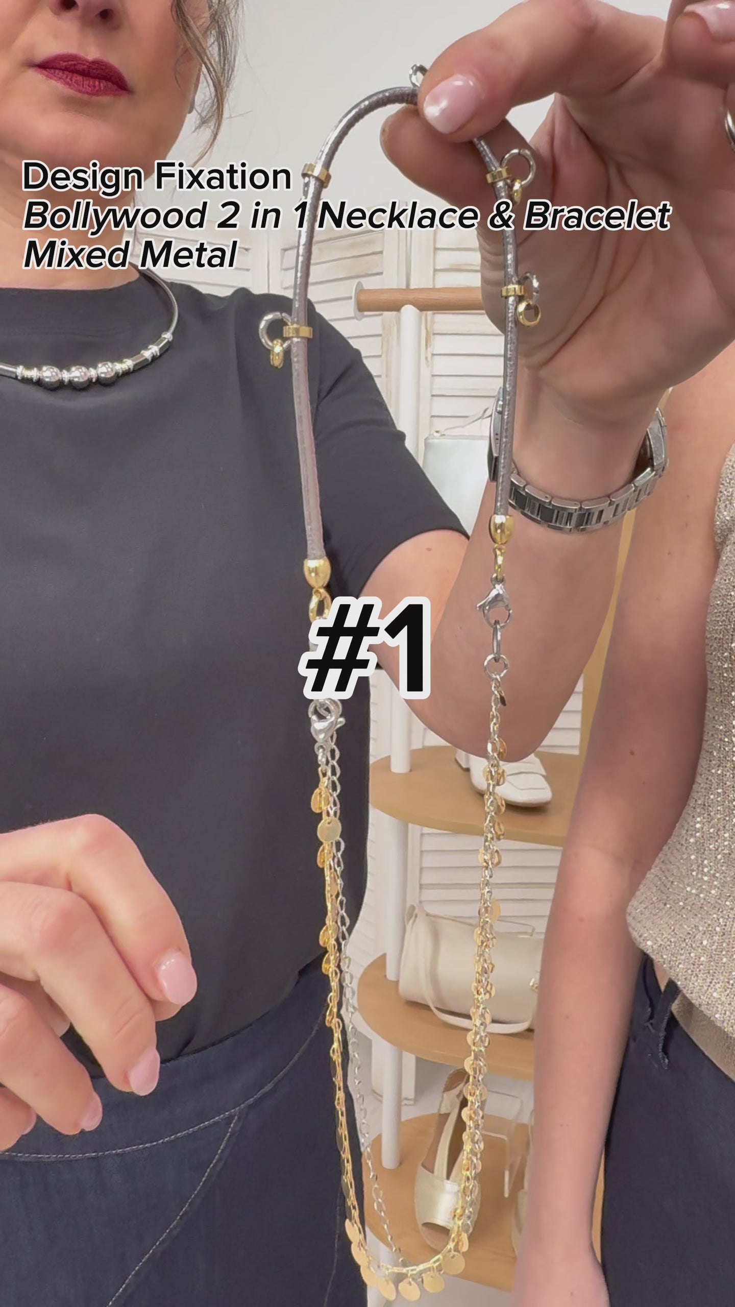 Design Fixation - Bollywood 2 in 1 Necklace & Bracelet Silver