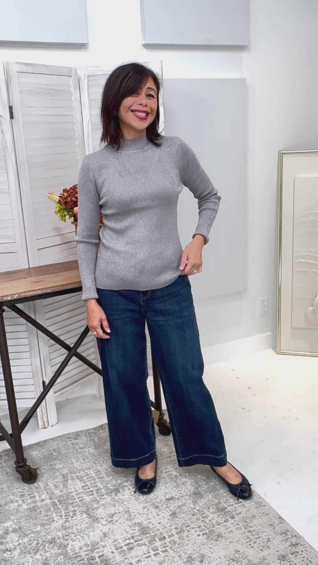 Esqualo - Ribbed Lurex Mock neck  Top - SALE